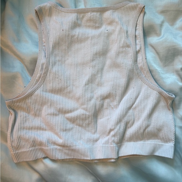 Garage White Ribbed Crop Top - Picture 3 of 3